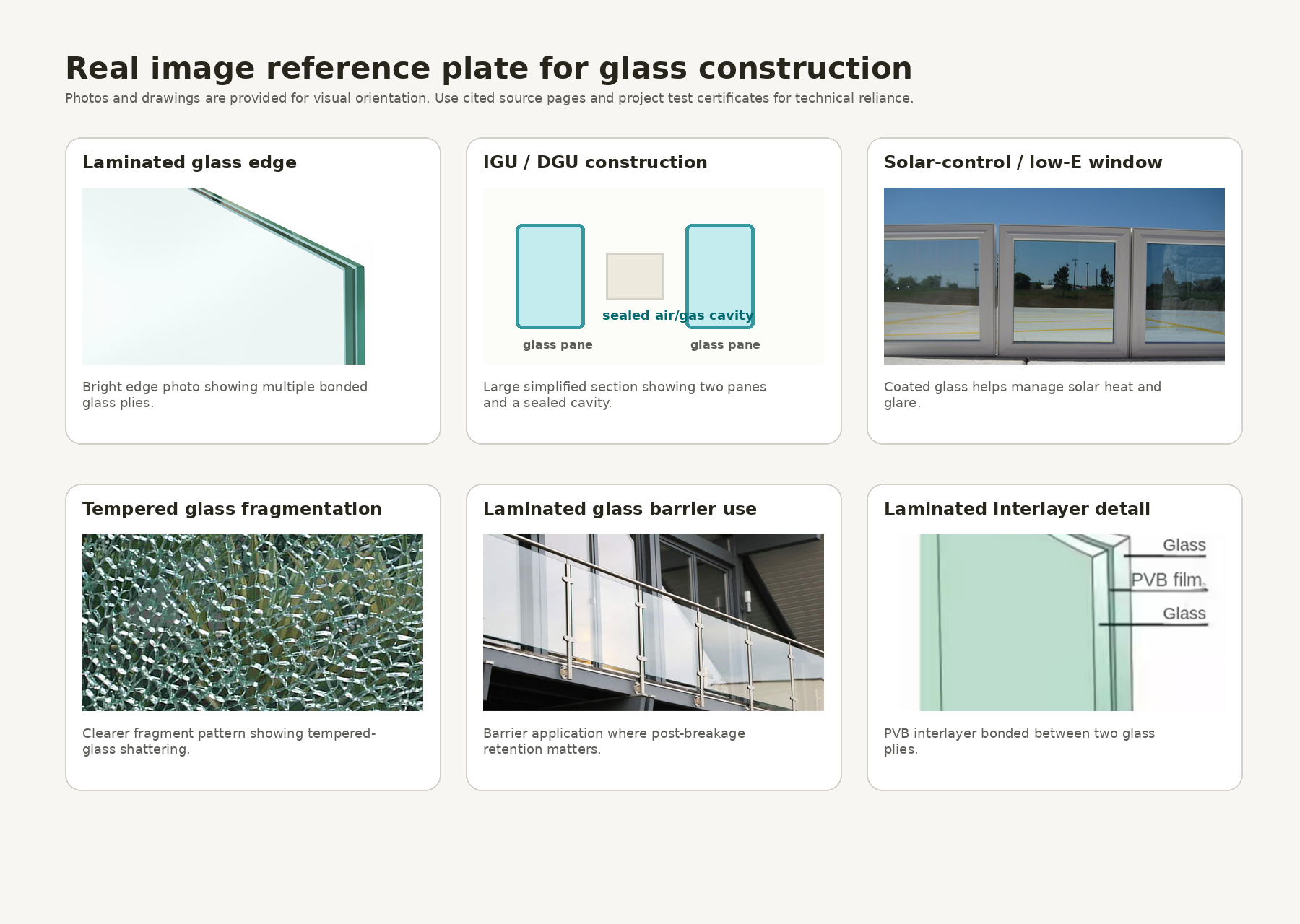 Real image reference plate for glass construction
